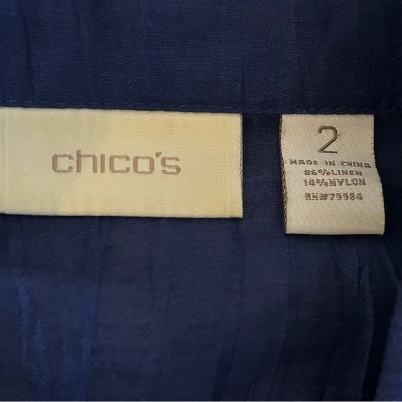 Chico’s cobalt blue linen blend blazer jacket size L (2) office career classic - Picture 8 of 10